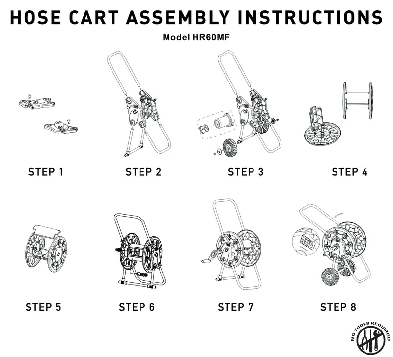 Hose Cart with Wheels for 60m 1/2" Garden Hose CW - Home & Garden > Lawn & Garden > Watering & Irrigation > Garden Hoses Hose Reel