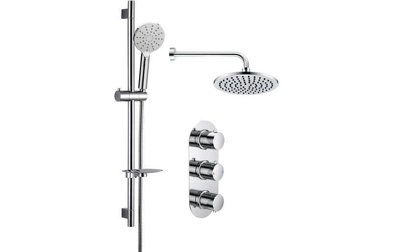 Haskell Shower Pack Four - Two Outlet Triple Shower Valve w/Riser & Overhead Kit -