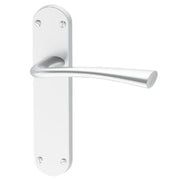 Silver door handle on a white background
