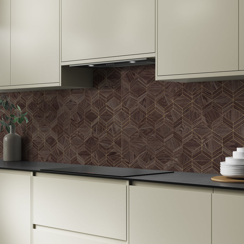 Bushboard Alloy Heritage Walnut Aluminium Feature Kitchen Splashback