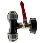 IBC 2” S60X6 Cap with Lever Valve and 32mm MDPE Tee - Home & Garden > Lawn & Garden