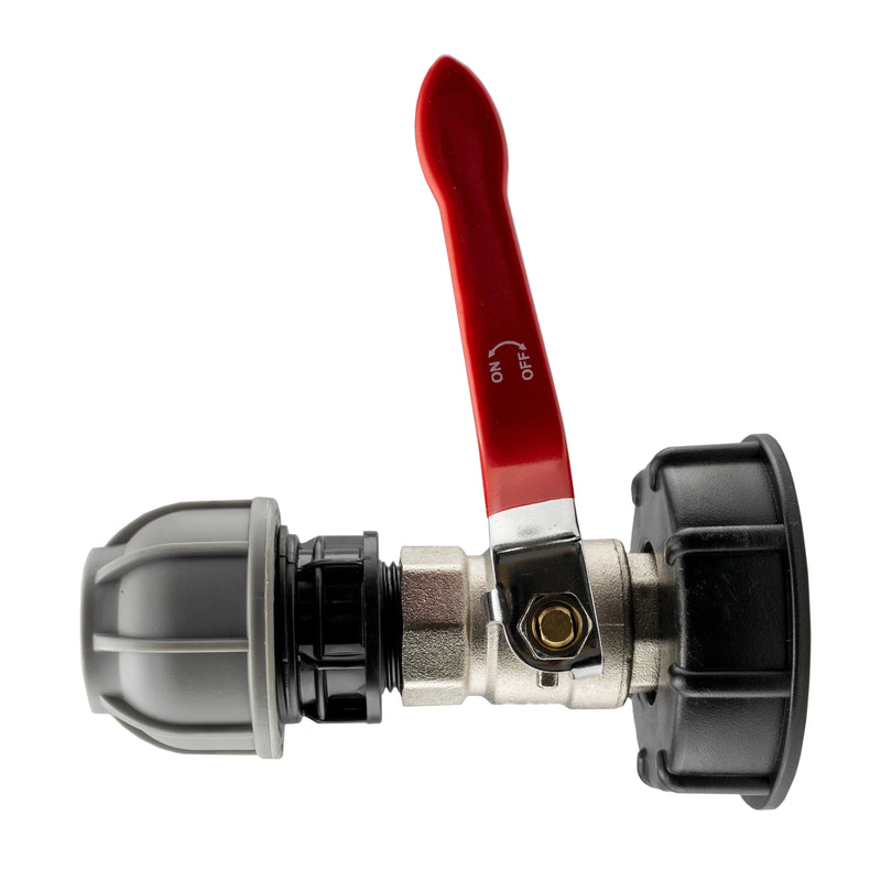 IBC 2” S60X6 Cap with Lever Valve and 25mm MDPE Straight - Home & Garden > Lawn & Garden