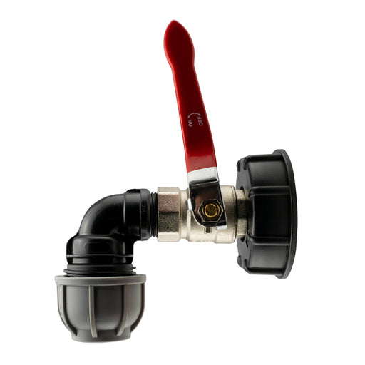 IBC 2” S60X6 Cap with Lever Valve and 32mm MDPE Elbow - Home & Garden > Lawn & Garden