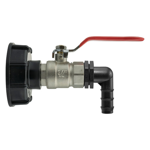 IBC 2” S60X6 Cap with Lever Valve and 16mm Barbed Elbow - Home & Garden > Lawn & Garden