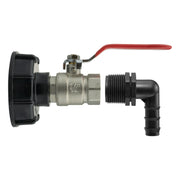 IBC 2” S60X6 Cap with Lever Valve and 16mm Barbed Elbow - Home & Garden > Lawn & Garden