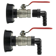 IBC 2” S60X6 Cap with Lever Valve and 16mm Barbed Elbow - Home & Garden > Lawn & Garden
