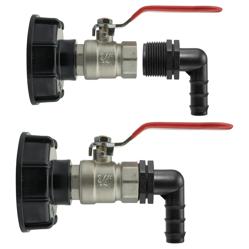 IBC 2” S60X6 Cap with Lever Valve and 16mm Barbed Elbow - Home & Garden > Lawn & Garden
