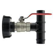 IBC 2” S60X6 Cap with Lever Valve and 25mm Barbed Tee - Home & Garden > Lawn & Garden