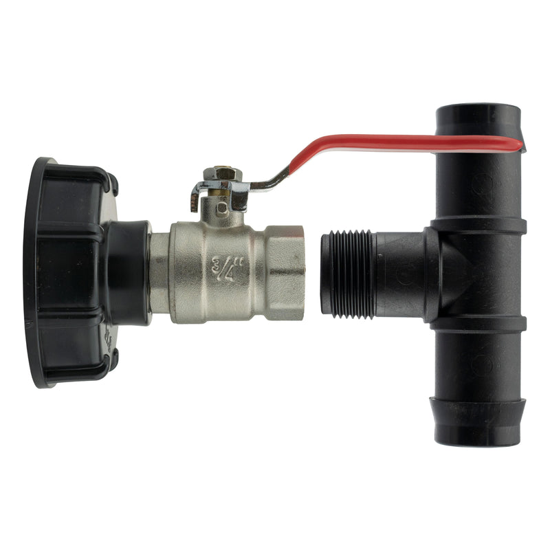 IBC 2” S60X6 Cap with Lever Valve and 25mm Barbed Tee - Home & Garden > Lawn & Garden
