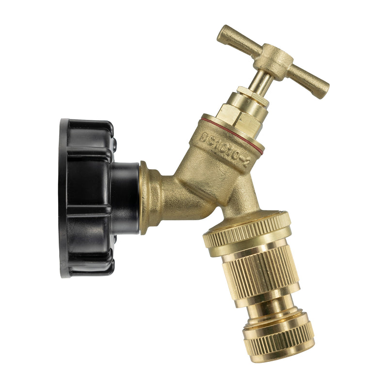 IBC 2” S60X6 Cap with Brass Bib Quick Connect Tap and Hose Connector - Home & Garden > Lawn & Garden