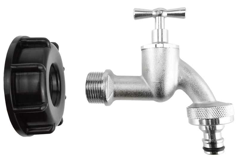 IBC 2” S60X6 Cap with Quick Connect Nickle Plated Bib Tap ½” BSP - Home & Garden > Lawn & Garden