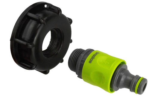 IBC 2” S60X6 Cap with ¾” BSP Threaded Hose Connector and Double Male Lime - Hardware > Plumbing > Plumbing Fittings & Supports > Pipe Connectors