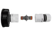 IBC 2” S60X6 Cap with Threaded Hose Fitting, Double Male and Hose Connector WL - Hardware > Plumbing > Plumbing Fittings & Supports > Pipe Connectors