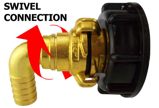IBC 2” S60X6 Cap with Geka Type Fittings 19mm Barb Swivel Elbow - Home & Garden > Lawn & Garden