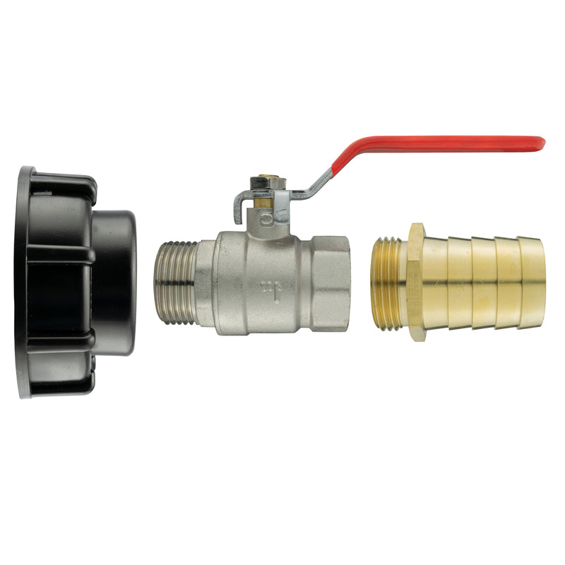 IBC 2” S60X6 Cap with Lever Valve and 32mm Brass Barb - Home & Garden > Lawn & Garden