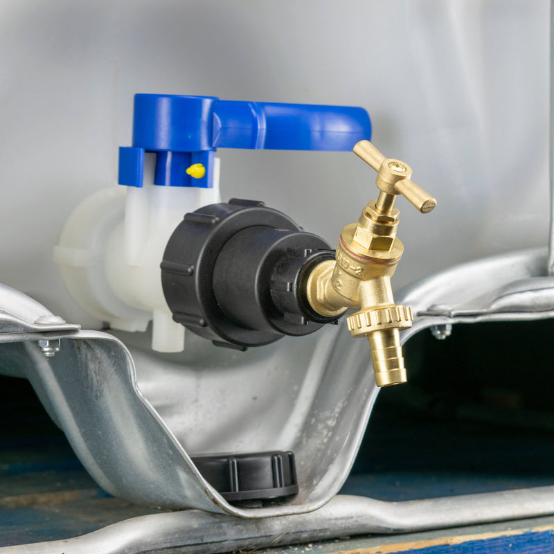 IBC 2” S60X6 - 1/2" BSPF Extender Adaptor with Brass Bib Tap ½” Barb - Hardware > Plumbing > Plumbing Fittings & Supports > Pipe Connectors