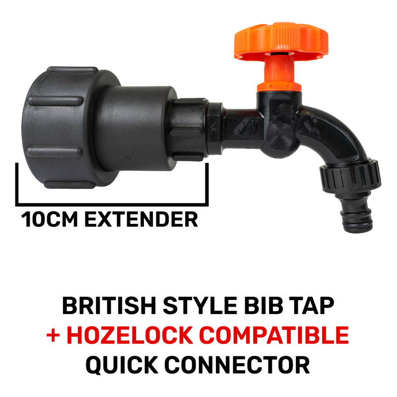 IBC 2” S60X6 – 3/4" BSPF Extender Adaptor with ¾” BSP Plastic Bib Tap - Hardware > Plumbing > Plumbing Fittings & Supports > Pipe Connectors