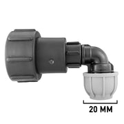 IBC 2” S60X6 – 3/4" BSPF Extender Adaptor with MDPE Elbow 20mm - Hardware > Plumbing > Plumbing Fittings & Supports > Pipe Connectors