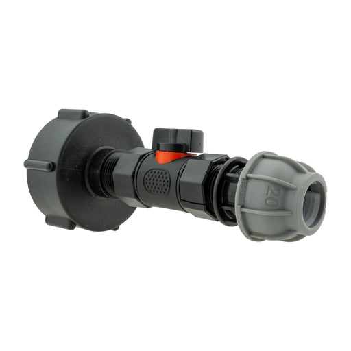 IBC 2” S60X6 Cap with In-Line BSPF Valve and MDPE Straight 20mm - Hardware > Plumbing > Plumbing Fittings & Supports > Pipe Connectors