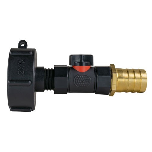 IBC 2” S60X6 Cap with In-Line BSPF Valve and 25mm Brass Barb - Hardware > Plumbing > Plumbing Fittings & Supports > Pipe Connectors