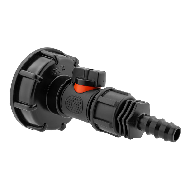 IBC 2” S60X6 Cap with In-Line BSPM Valve and 16mm Barbed Straight - Hardware > Plumbing > Plumbing Fittings & Supports > Pipe Connectors