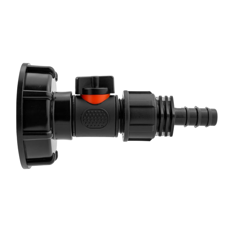IBC 2” S60X6 Cap with In-Line BSPM Valve and 16mm Barbed Straight - Hardware > Plumbing > Plumbing Fittings & Supports > Pipe Connectors