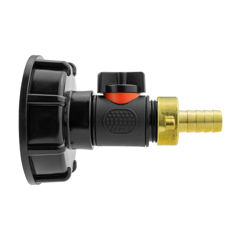 IBC 2” S60X6 Cap with In-Line BSPM Valve and 13mm Brass Barb - Hardware > Plumbing > Plumbing Fittings & Supports > Pipe Connectors