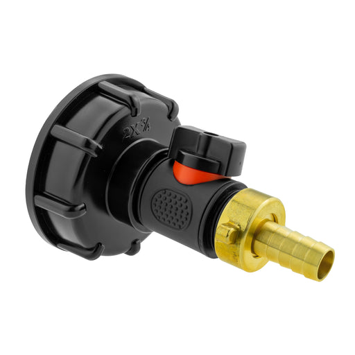 IBC 2” S60X6 Cap with In-Line BSPM Valve and 13mm Brass Barb - Hardware > Plumbing > Plumbing Fittings & Supports > Pipe Connectors