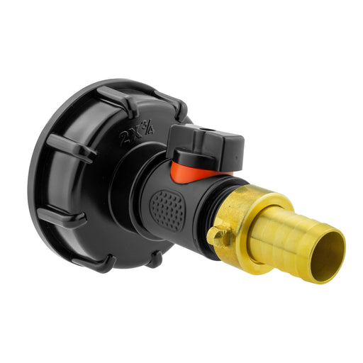 IBC 2” S60X6 Cap with In-Line BSPM Valve and 19mm Brass Barb - Hardware > Plumbing > Plumbing Fittings & Supports > Pipe Connectors
