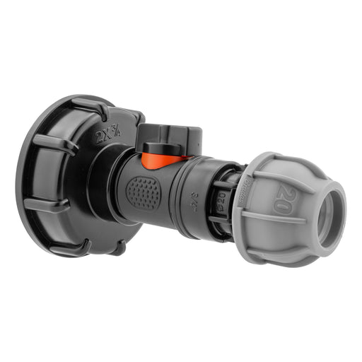 IBC 2” S60X6 Cap with In-Line BSPM Valve and MDPE Straight 20mm - Hardware > Plumbing > Plumbing Fittings & Supports > Pipe Connectors