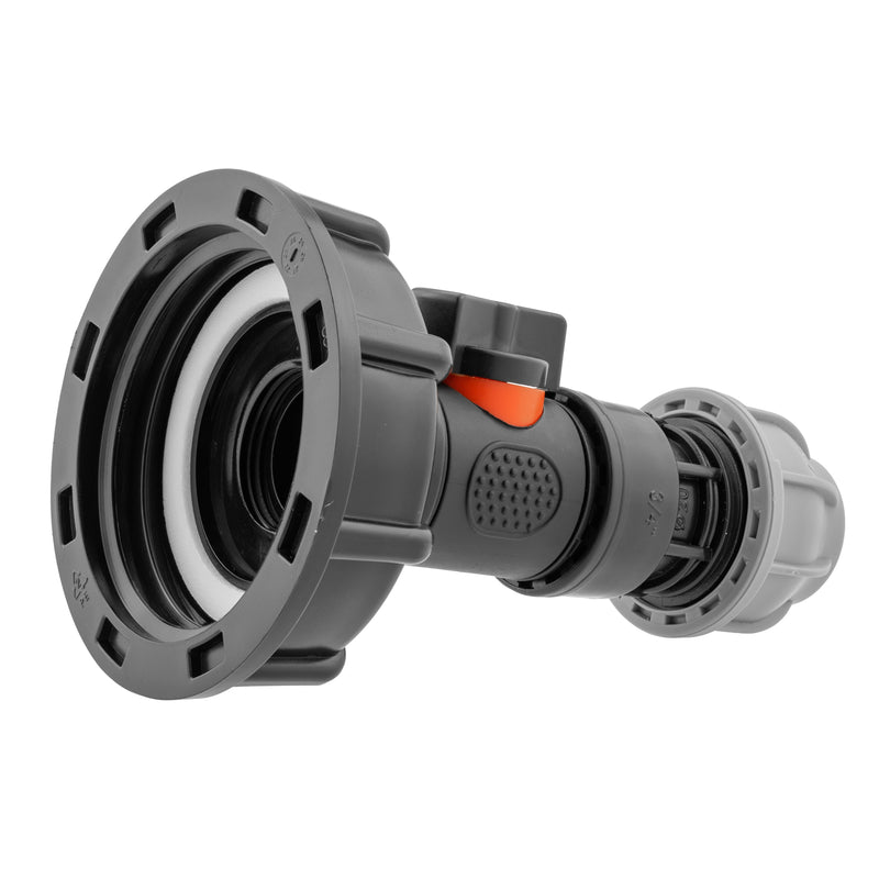 IBC 2” S60X6 Cap with In-Line BSPM Valve and MDPE Straight 20mm - Hardware > Plumbing > Plumbing Fittings & Supports > Pipe Connectors