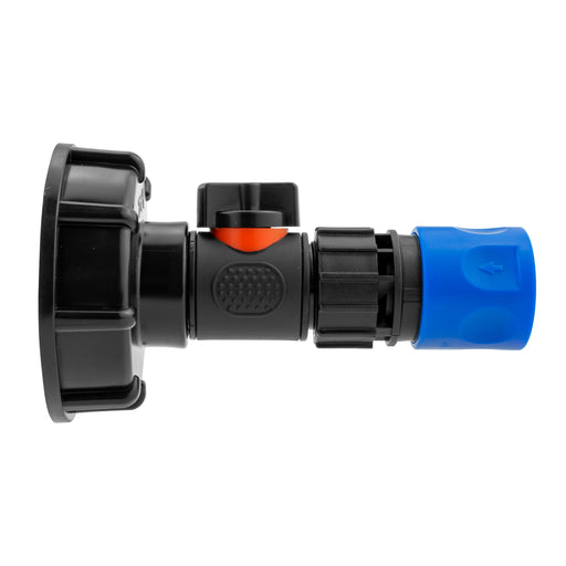 IBC 2” S60X6 Cap with In-Line BSPM Valve and ¾” BSPF Female Hose Connector Blue - Hardware > Plumbing > Plumbing Fittings & Supports > Pipe Connectors