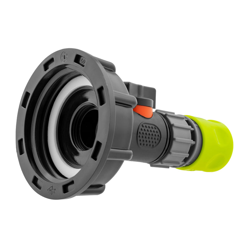 IBC 2” S60X6 Cap with In-Line BSPM Valve and ¾” BSPF Female Hose Connector Lime - Hardware > Plumbing > Plumbing Fittings & Supports > Pipe Connectors