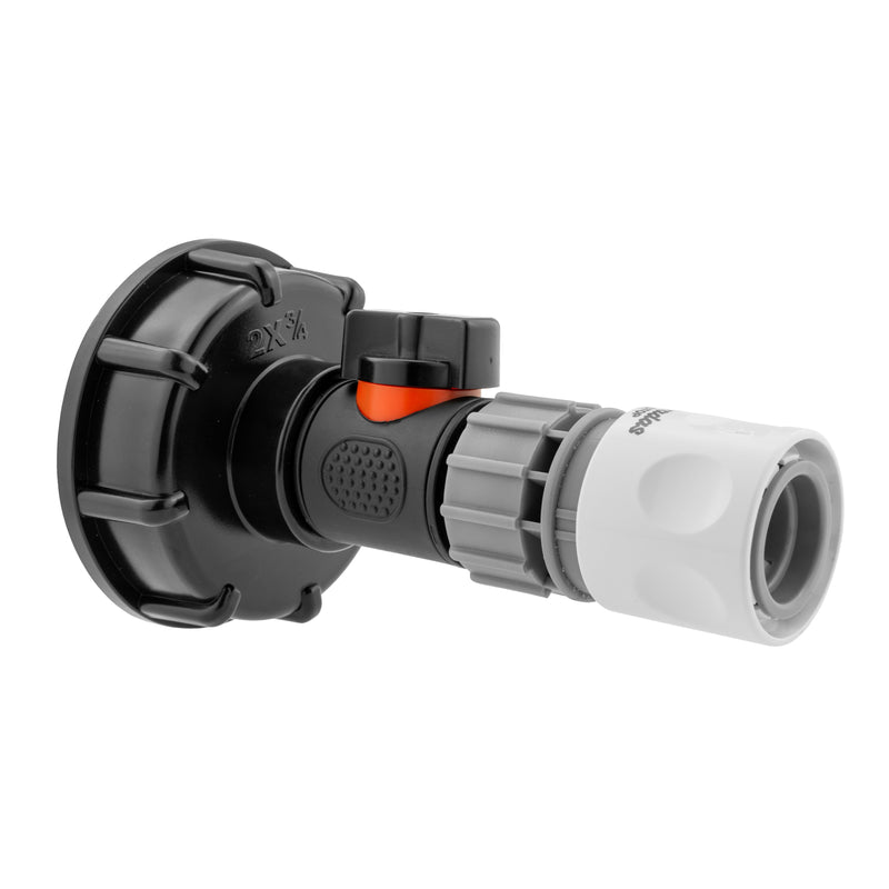 IBC 2” S60X6 Cap with In-Line BSPM Valve and ¾” BSPF Female Hose Connector WL - Hardware > Plumbing > Plumbing Fittings & Supports > Pipe Connectors