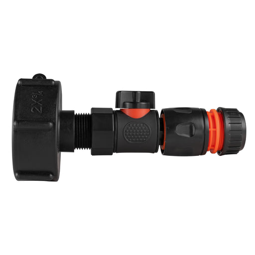 IBC 2” S60X6 Cap with BSPF Thread-Quick Connect Male Valve and Hose Connector Black - Hardware > Plumbing > Plumbing Fittings & Supports > Pipe Connectors