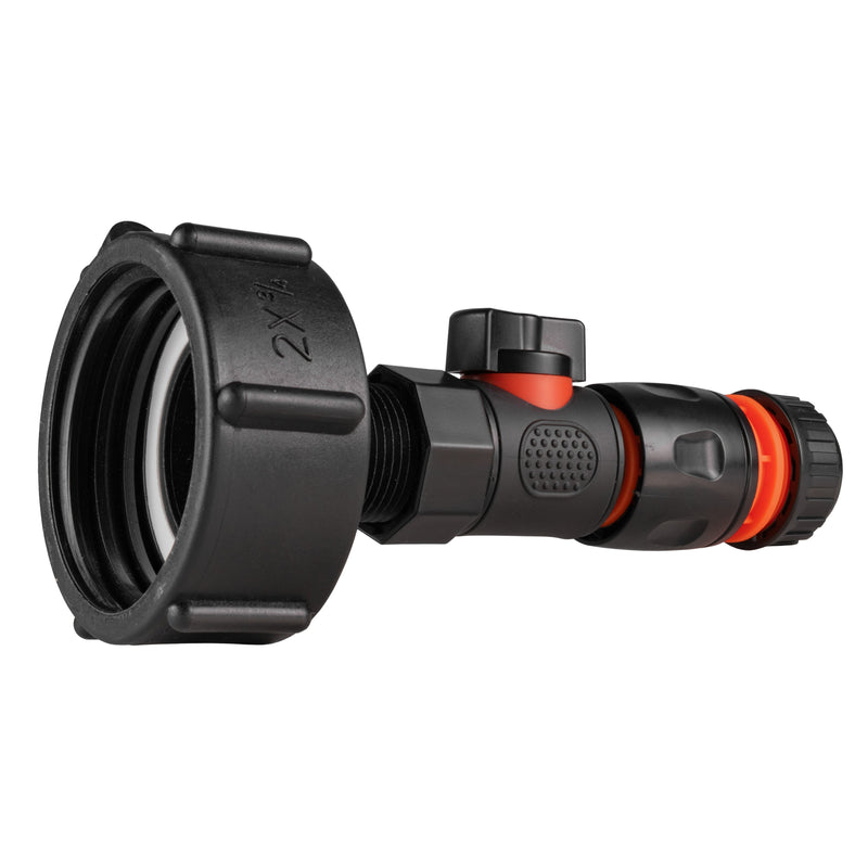 IBC 2” S60X6 Cap with BSPF Thread-Quick Connect Male Valve and Hose Connector Black - Hardware > Plumbing > Plumbing Fittings & Supports > Pipe Connectors