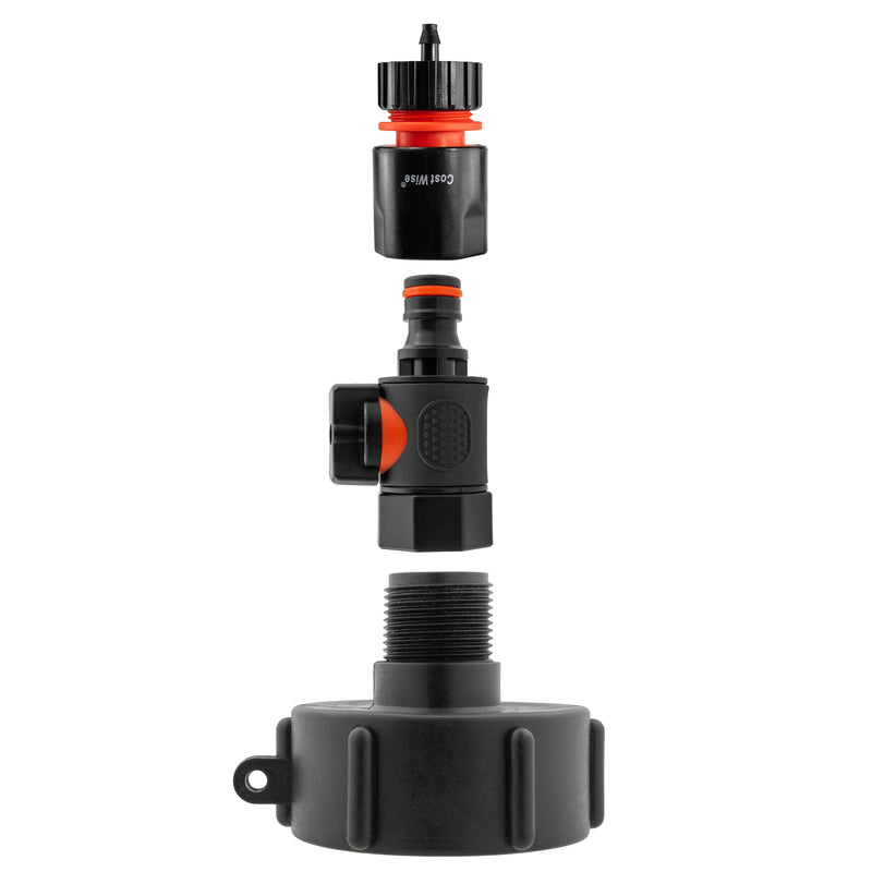 IBC 2” S60X6 Cap with BSPF Thread-Quick Connect Male Valve and Hose Connector 4mm Barb - Hardware > Plumbing > Plumbing Fittings & Supports > Pipe Connectors