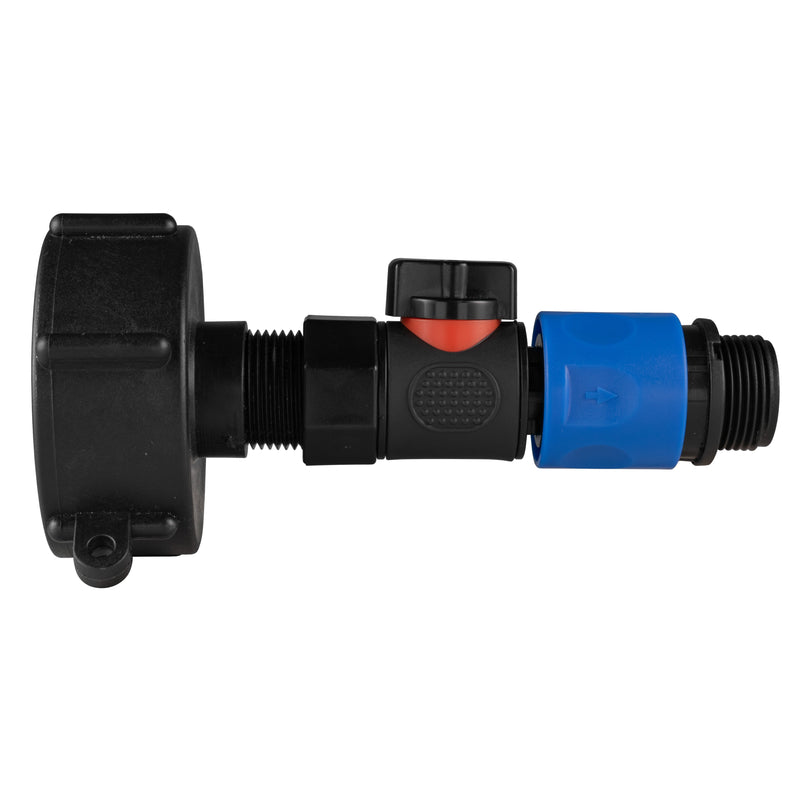 IBC 2” S60X6 Cap with BSPF Thread-Quick Connect Male Valve and Hose Connector 3/4" BSPM - Home & Garden > Lawn & Garden