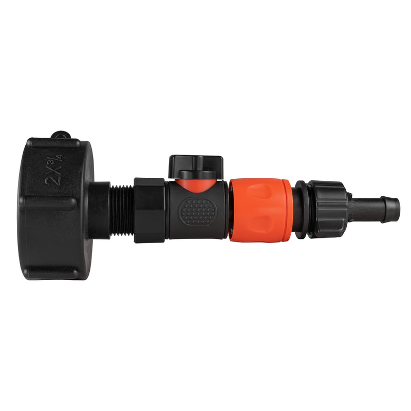 IBC 2” S60X6 Cap with BSPF Thread-Quick Connect Male Valve and Hose Connector 16mm Barb - Home & Garden > Lawn & Garden
