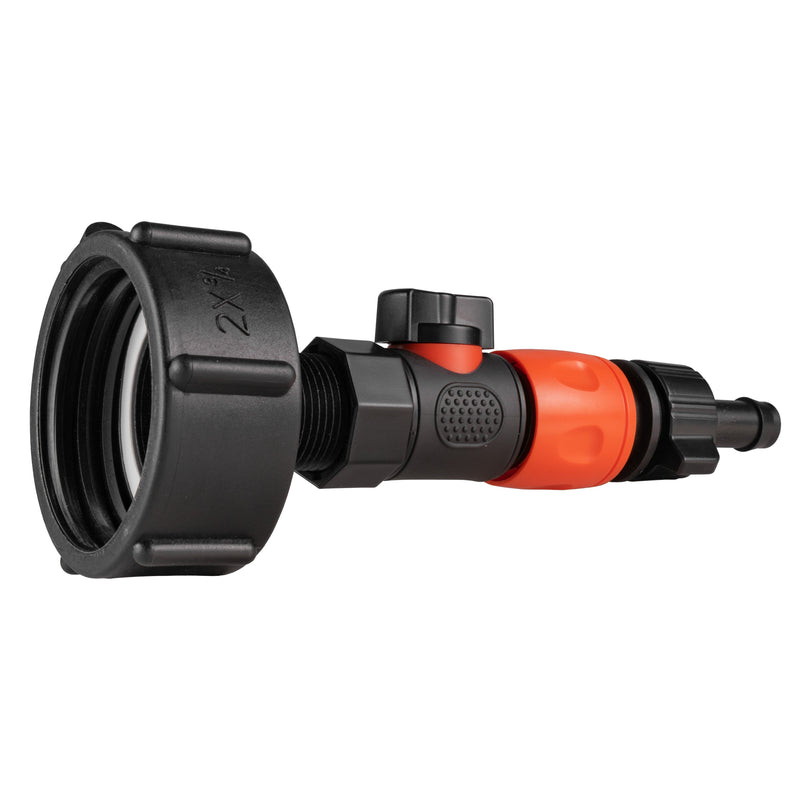 IBC 2” S60X6 Cap with BSPF Thread-Quick Connect Male Valve and Hose Connector 16mm Barb - Home & Garden > Lawn & Garden