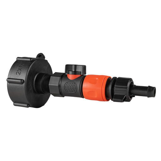 IBC 2” S60X6 Cap with BSPF Thread-Quick Connect Male Valve and Hose Connector 16mm Barb - Home & Garden > Lawn & Garden