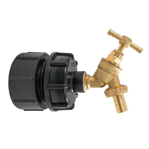 IBC 2” BSPF – S60X6 Cap with S60X6 – ½” BSPF Cap and Brass Bib Tap 1/2” Barb - Home & Garden > Lawn & Garden