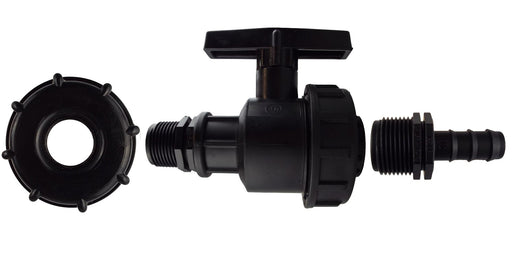 IBC 2” S60X6 Cap with Large Plastic Valve and 16mm Barbed Straight - Home & Garden > Lawn & Garden