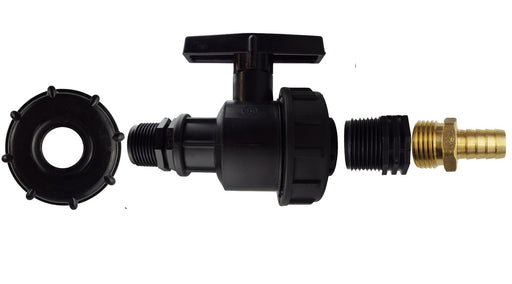 IBC 2” S60X6 Cap with Large Plastic Valve and 13mm Brass Barb - Home & Garden > Lawn & Garden
