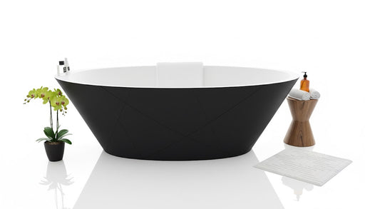 Acquabella Opal Quiz White Interior Black Exterior Freestanding Bath Nationwide Delivery - Hardware > Plumbing > Plumbing Fixtures > Bathroom Suites
