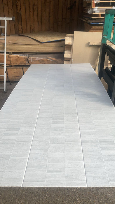 Smoked Grey Satin Proplas Small Tile PVC Décor Wall Panel Pack of 5 x Lengths 2.7m x Width 400mm coverage 5.4sqm - Kitchen, Bathroom, Utility, Shower 💥£29.99 per pack💥