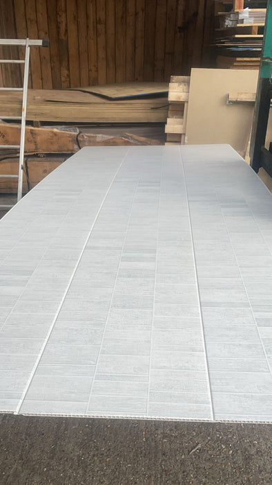 Smoked Grey Satin Proplas Small Tile PVC Décor Wall Panel Pack of 5 x Lengths 2.7m x Width 400mm coverage 5.4sqm - Kitchen, Bathroom, Utility, Shower 💥£29.99 per pack💥