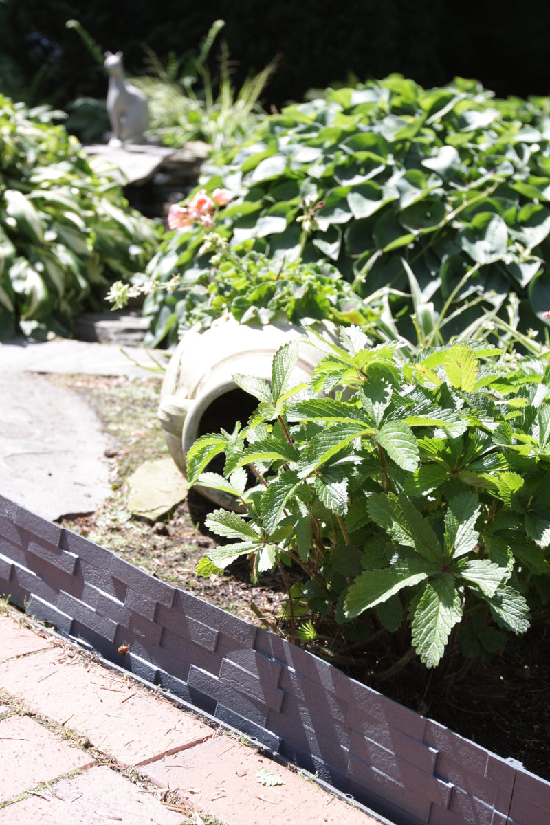 Lawn Edging, Plastic Palisade Slate Effect, 2.38m, Gray - Home & Garden > Lawn & Garden Garden tools & Accesories