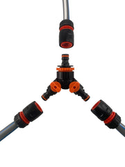 3 Way Connector Set with Valve Black/Orange - Garden watering