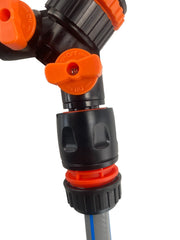 3 Way Connector Set with Valve Black/Orange - Garden watering